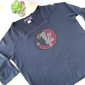 Y2K FSU Seminoles Rhinestone Top Sz Medium Retro Gameday Glam Sporty Collegiate